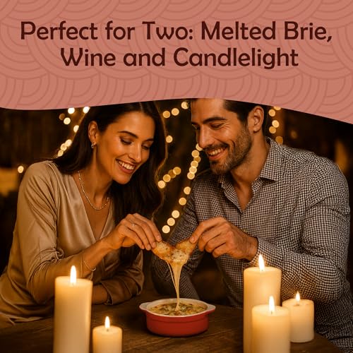 Muldale Brie Baker with Lid and Spreader - Camembert Baker Crock in Red | Free from Lead Ceramic Baking Dish - 5.5” - Fits Standard Camembert Wheel - color: Red