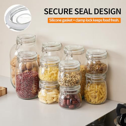 5 Pack 25oz Food Storage Jars with Airtight Lids, Preserving Seal Wire Clip Fastening Glass Containers, Canisters for Kitchen Organization, Flour, Cereal, Pasta, Sugar, Beans, Pickling Jars(25 Oz*5) - size: 25 Oz*5