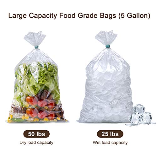 Food Storage Bags, 5 Gallon Ice Bucket Liners, Food Grade Platisc Cool Bucket Bag for Marinading and Brining, Durable & BPA Free Bag for Home Kitchen, 1.6 Mil, Pack of 30