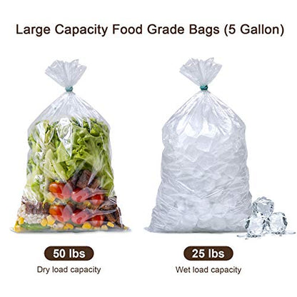 Food Storage Bags, 5 Gallon Ice Bucket Liners, Food Grade Platisc Cool Bucket Bag for Marinading and Brining, Durable & BPA Free Bag for Home Kitchen, 1.6 Mil, Pack of 30