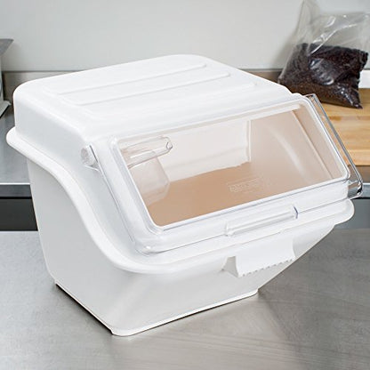 12.6 Gal.(Gallon) / 200 Cup Shelf Ingredient Bin with Flip Lid & Scoop.SCOOP Added! Use for long term storage products: sugar, pasta dogs food, flour for Home, Restaurant, Industrial.