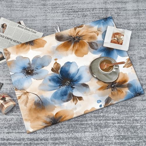 Watercolor Flowers Dish Drying Mat for Kitchen Counter Microfiber Super Absorbent Non-Slip Dish Drying Pad for Countertops Dishes Utensils Stylish Quick-Dry Machine Washable 18x24 Inch - color: Watercolor Flowers