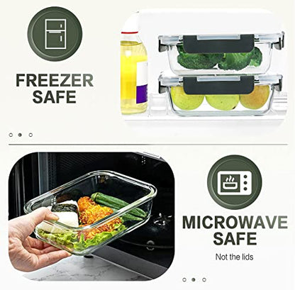 KOMUEE 30 Pieces Glass Food Storage Containers Set, Glass Meal Prep Containers Set with Snap Locking Lids, Airtight lunch Containers for Microwave, Oven, Freezer & Dishwasher,Gray - color: Gray