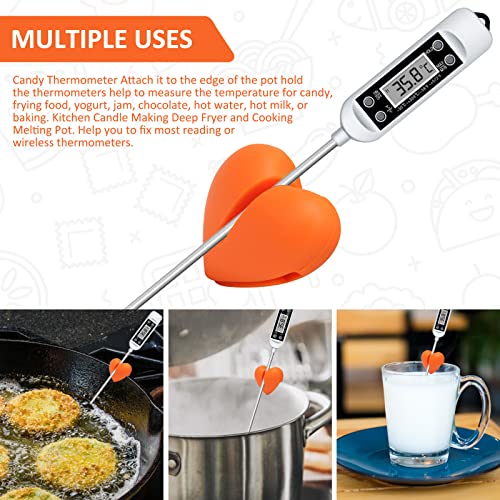 2Pcs Candy Thermometer Pot Clip Holder, Coldairsoap Silicone Non-Scratch Pot Clip, Universal Barbecue Temp Probe to Measure Temperature of Oil, Deep Fryer and Cooking Melting