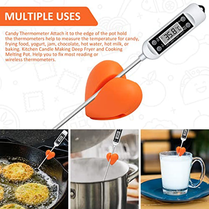 2Pcs Candy Thermometer Pot Clip Holder, Coldairsoap Silicone Non-Scratch Pot Clip, Universal Barbecue Temp Probe to Measure Temperature of Oil, Deep Fryer and Cooking Melting