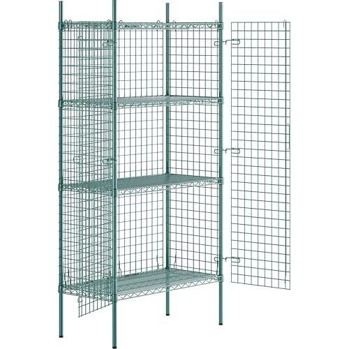 18" x 36" x 74" NSF Heavy Duty Green Epoxy Wire Shelves with Security Cage Kit, 4 Tier Metal Commercial Storage Rack - color: Green, size: 18" x 36" x 74"