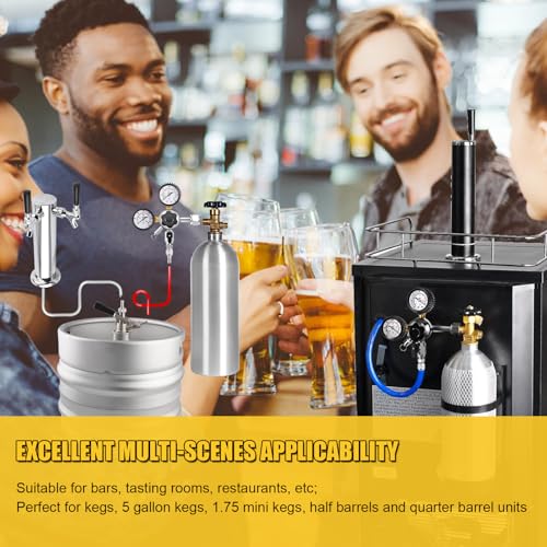 MRbrew Updated 0-60PSI CGA-320 Keg CO2 Regulator, Thread Outlet with 1/4" & 5/16" Barb | Kegerator Regulator with Pressure Adjustment Knob, Beer Regulator with Safety Manual Pressure Relief Valve - size: One Output Thread - Mildly Carbonated