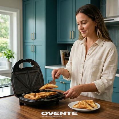 OVENTE Electric Sandwich, Panini and Waffle Maker Set with 3 Removable Non-Stick Plates, 750 Watts, Perfect for Grilled Cheese, Tuna Melts, Burgers, Steaks and Snacks, Black GPI202B - color: GPI202B