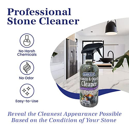Marblelife Granite & Quartz Cleaner, Safe & Powerful Granite Countertop Cleaner, Oil & Wax Free Quartz Countertop, Effective Stone Care & Cleaning, Ready-To-Use Refill Gallon - size: 128 Fl Oz (Pack of 1)