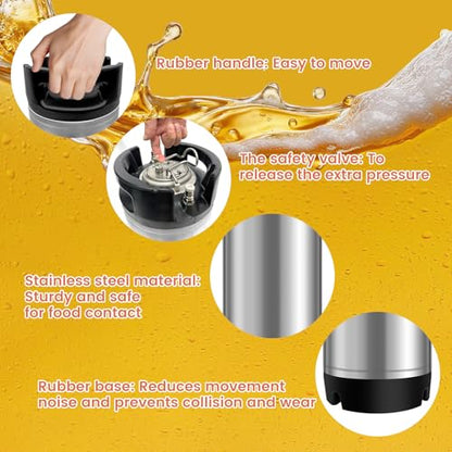 5 Gallon Ball Lock Keg, Stainless Steel Corny Keg with Dual Rubber Handle, Equipment for Craft Beer Dispenser for Home Brew(20L)