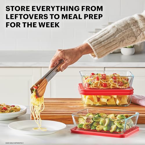 Pyrex Simply Store Glass Food Storage Container, Snug Fit Non-Toxic Plastic BPA-Free Lids, Freezer Dishwasher Microwave Safe, 6 Cup - size: 6 Cup