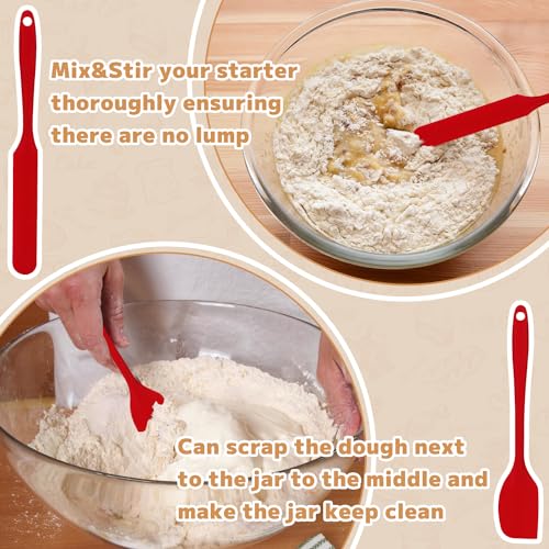 Xileanalee Pro Sourdough Starter Jar Kit 2 Packs-35 Oz Sourdough Bread Starter Jar Kit with Date Marked Feeding Band,Thermometer,Spatula,Cloth Cover& Lid for Sour Dough Bread Loaf (2 Pcs) - size: 2 Pcs
