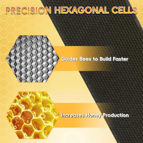 20PCS Black Natural Beeswax Coated Bee Frame Medium Foundation Sheets, Food-Grade Plastic Bee Hive Foundation for Medium Super Frames - color: Black, size: 20PCS
