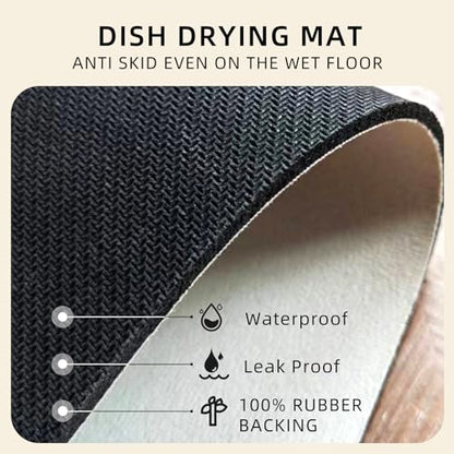 Dish Drying Mat Bohemian Absorbent Coffee Mat Rubber Backed Moroccan Soft Silicone Kitchen Dish Draining Mat for Kitchen Bathroom Coffee Bar (Moroccan, 16 x 24 Inches) - size: 24" x 16"