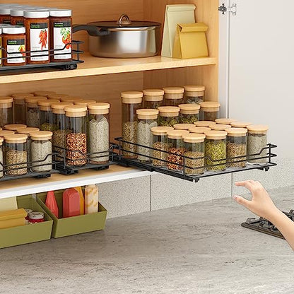 BOIVSHI Pull Out Spice Rack Organizer for Cabinet, Heavy Duty Slide Out Spice Rack Organizer for Kitchen Cabinets and Pantry, Fits Spices, Sauces, Canned Food (8.5''Wx10.5''Dx2.5''H) - size: 1 Tier,8.5''Wx10.5''Dx2.5''H