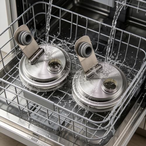 2026 New 2 Pack Stainless Steel Mason Jar Pour Spout Lids Wide Mouth Flip Top Lid 304 Food Grade Metal Sealing Cover for Coffee Juice Fermentation