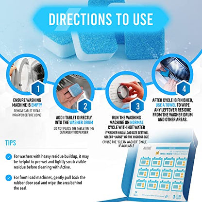 Washing Machine Cleaner Descaler 24 Pack - Deep Cleaning Tablets For HE Front Loader & Top Load Washer, Septic Safe Eco-Friendly Deodorizer, Clean Inside Drum and Laundry Tub Seal - 12 Month Supply - style: 24 Tablets