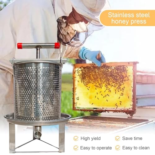 Manual Honey Press, Household Manual Mesh Press Extractor Machine, Stainless Steel Beekeeping Extraction, Extractor Beekeeping Tool, for Wine Honey and Juice Making