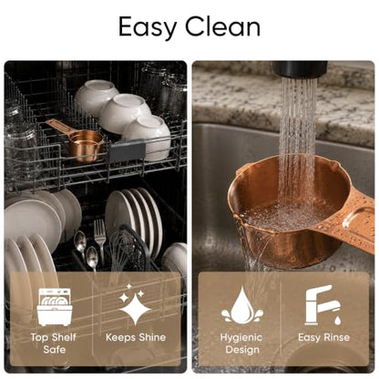 Color Up ½ Cup Measuring Cup (120 ml) – Premium Copper Stainless Steel, Accurate for Wet & Dry Ingredients, Embossed Markings, Easy-Pour Spouts, Dishwasher-Safe, Kitchen Essential - size: 1/2 Cup (120 ml) Copper