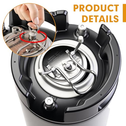 Maxdot 2 Pack New 5 Gallon Keg Ball Lock Keg Stainless Steel Beer Keg with Dual Rubber Handle Portable Corny Keg for Home Brew
