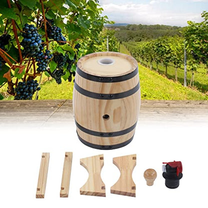 1.32 Gallon Whiskey Aging Barrel with Faucet - Pine Wood Wine Storage Keg for Bourbon, Brandy, Tequila | Large Capacity Retro Dispenser with Bracket | Home Bar, Catering, BBQ Accessory (5L) - size: 5L