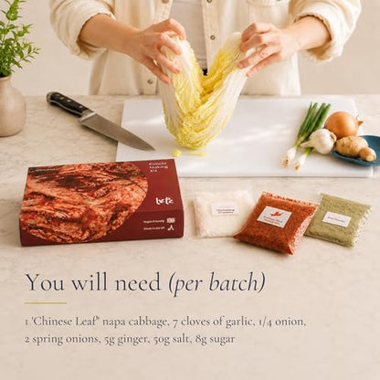 Kimchi Making Kit By OurHands - Fermentation Kit to Make Your Own Vegan Kimchi With Seaweed, Korean Pepper Flakes and Recipes