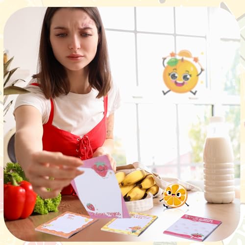 Chiisong 12 Pcs Fun Inspirational Sticky Notes 3 x 4 Inch Motivational Fruit Notepads Cute Post Positive Appreciation Sticky Notes Positive Gifts for Office Nurse Coworkers Supplies - style: Motivational Fruit