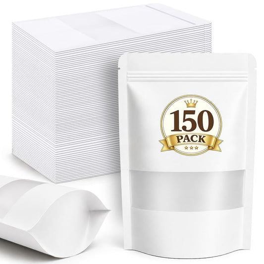 JETMORE 150 Pack Smell Proof Bag, Candy Bags, Resealable Bags for Small Business, Snack Bags with Window, Packaging Bags for Bulk Food Storage, Baked Goods, Bath Salts, Dog Treats (White, 7.9x11.8in) - color: White, size: 150 Pack 7.9x11.8in (20x30cm)