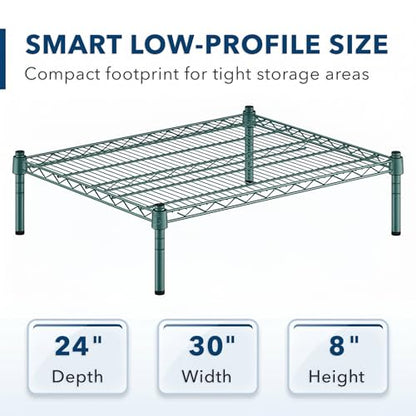 24" x 30" x 8" Green Epoxy Wire Storage Shelf, Dunnage Rack, Commercial 1 Tier Small Shelf - color: Green, size: 24"D x 30"W x 8"H