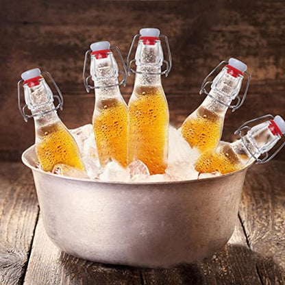 12 Pack 8.5oz Swing Top Glass Bottles, 250ML Square Bottles with Airtight Stoppers for Kombucha, Kefir, Vanilla Extract, Beer(Bonus Gaskets, Labels and Funnel) - size: 8.5oz