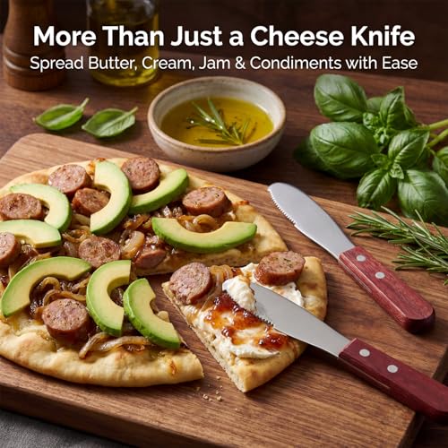 Butter Spreader Knife, 2 PCS Cheese Knives Stainless Steel Sandwich Knife Butter Knives Spreader Set with Wood Handle for Sandwich Cream Toast Appetizers Serving Party Supplies
