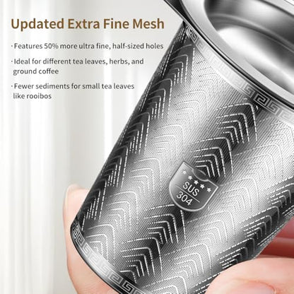 2Pack Stainless Steel Tea Strainers for Loose Tea Infuser, BOMANSI BOMS Extra-Fine Mesh Tea Infuser for Loose Leaf Tea, Tea Holder Loose Leaf Tea Steeper, Tea Diffuser for Rooibos, Black Tea, Herbal - style: Mountain Design