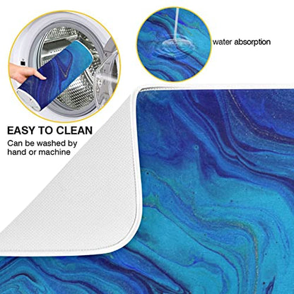 Super Absorbent Dish Drying Mat, Microfiber Fast-Drying Dish Mat, 24" x 18", Kitchen Dish Drying Pad, Navy Blue Gold Marble - color: Navy Blue Gold Marble, size: 18" x 24"