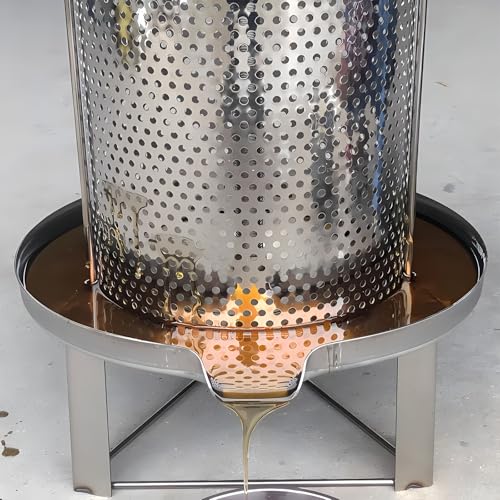 Stainless Steel Manual Honey Press with Nylon Mesh Bag – 10L Large Capacity Fruit Press and Beeswax Extractor for Beekeeping, Home Wine Making, and Juice