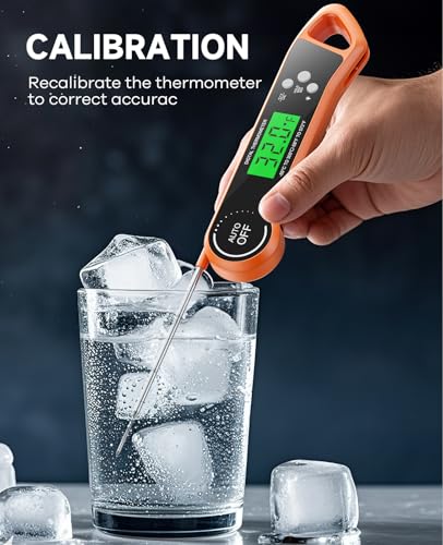 SILVLF Meat Thermometer Digital, Instant Read Thermometer with Backlight, Calibration & Hold Function, Waterproof Food Thermometer for Kitchen and Outside, BBQ,Turkey, Candy, Liquids, Beef (Orange) - color: orange