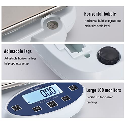 Lab Scale Balance Electronic Scales 5000g*0.01g high Precision Laboratory Digital Analytical Balance Gram Scale 0.01g Accuracy Digital Scientific Scale【Includes 500g*2 Weights】