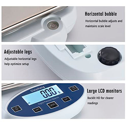 Lab Scale Balance Electronic Scales 5000g*0.01g high Precision Laboratory Digital Analytical Balance Gram Scale 0.01g Accuracy Digital Scientific Scale【Includes 500g*2 Weights】