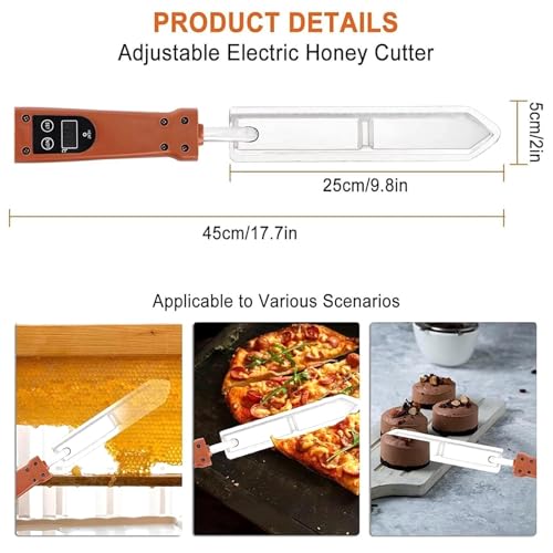 Electric Honey Uncapping Knife, Stainless Steel Electric Honey Cutter, 50-180℃ Temperature Control, Wood Handle Stainless Steel Blade, Digital Display for Professional Beekeeper