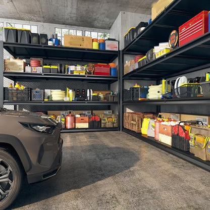 REIBII 60" W Garage Shelving, 2650LBS Heavy Duty Storage Shelves, 4 Tier Adjustable Industrial Shelving for Home, Kitchen, Garage, Basement, Commercial, Warehouse, Office, Store, 60" W x 24" D x 60" H - size: 60" W x 24" D x 60" H