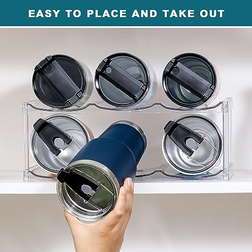 LARGER Compartment - Stackable Water Bottle Organizer Holder - for Stanley & Others' Large Tumbler - Clear Wine Rack, Cup Bottle Holder for Cabinet Home Countertop Fridge Pantry Shelf, 2 Tier Hold 6 - size: 2 Tier - Hold 6