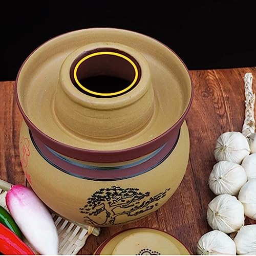 Traditional Chinese Pickle Jar Ceramic Jar with Lid, Fermentation Kit Crock with Water Seal Airlock Lid, Fermentation Jar for Pickles, Kimchi, Sauerkraut,Paocai Jar 6.5Kg - size: 6.5Kg