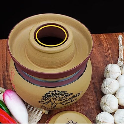 Traditional Chinese Pickle Jar Ceramic Jar with Lid, Fermentation Kit Crock with Water Seal Airlock Lid, Fermentation Jar for Pickles, Kimchi, Sauerkraut,Paocai Jar 8.5kg - size: 8.5kg