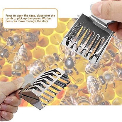 Together-life 10-Pack Stainless Steel Queen Bee Clips Cage Catcher for Beekeeping, Safe Queen Bee Handling Tool, Professional Beekeeper Equipment Supplies