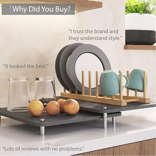 Large Stone Drying Mat for Kitchen Counter | 15.8” x 11.8” Dish Drying Mat Large | Diatomaceous Earth Collapsible Stone Dish Drying Mat | Collapsible Stone Mat for Kitchen Counter (Dark Gray) - color: Dark Gray