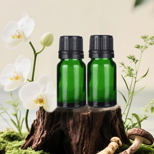 24 Pack 10ml Green Glass Essential Oils Bottles Empty Glass Dropper Vials Sample Bottle With Orifice Reducer and lid,for Aromatherapy Oils (Green, 10ml) - color: Green