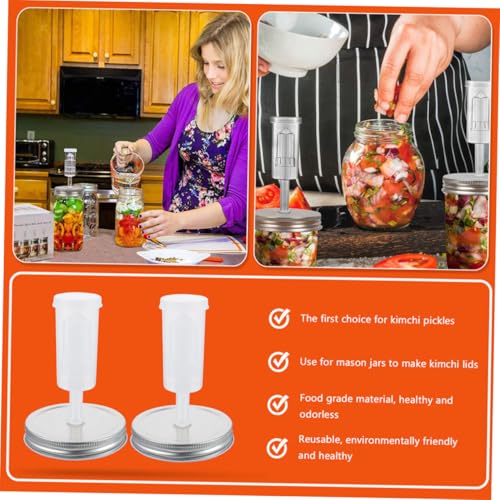 Fermenter Jar Lids Kit for Wide Mouth Mason Jars, 87mm Diameter, Includes 1 Lid and 1 Fermentation Airlock, Suitable for Pickling and Sourdough Proofing in Kitchen Random Color