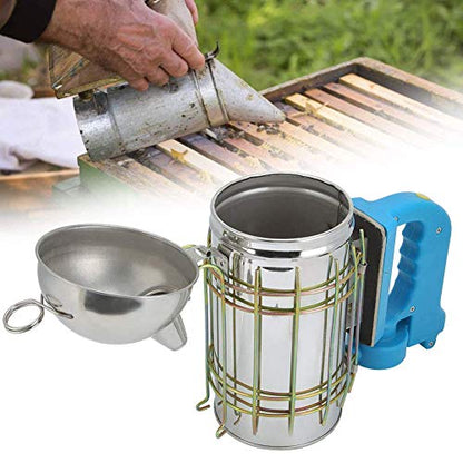 Fdit Beekeeper Necessary Bee Supplies, Stainless Steel Beehive Smoker with Heat Board Beekeeping Equipment