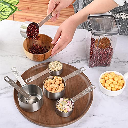 18/8 Stainless Steel Measuring Cups and Spoons Set, Metric & US 6 Measuring Cups and 7 Measuring Spoons with Leveler & 5 Mini Measuring Spoons for Baking & Kitchen