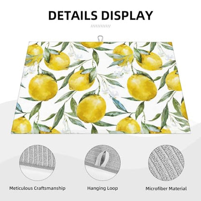 Lemon Dish Drying Mat For Kitchen Counter, Super Absorbent Microfiber Dish Drying Pad, Kitchen Gadgets For Easy Clean Multi-Use Large 18"x24" - color: Lemon
