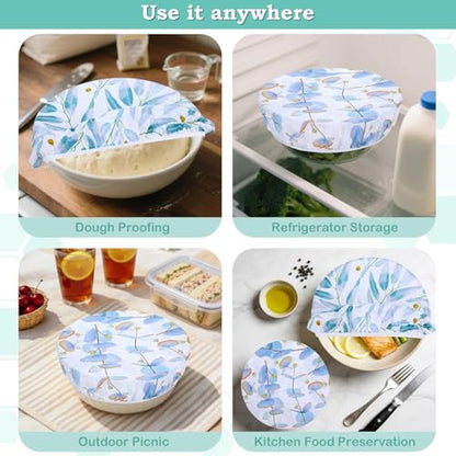 2 Large Reusable Beeswax Bowl Covers for Bread Proofing, 10/12 Inch Elastic Beeswax Wraps Cotton Cloth Sourdough Bowl Covers for Proofing Baskets, Mixer Bowls, Food Storage Containers - color: Eucalyptus Leaves